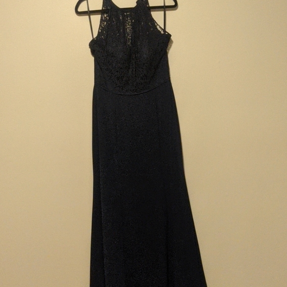 Navy lace/chiffon dress - Picture 2 of 3